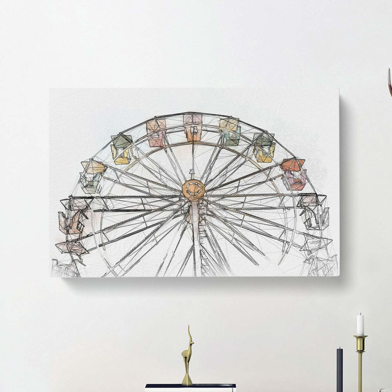 Colourful Ferris Wheel In Abstract - Wrapped Canvas, 35cm H x 50cm W x 3cm D