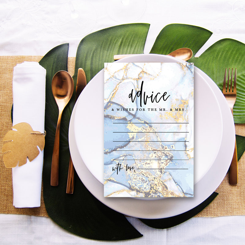 Agate bleue dorée, livre d'or, conseils et vœux de mariage pour les mariés, paquet de 56