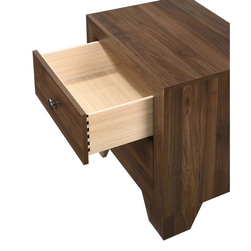 Table de chevet transitionnelle 1Pc 2 tiroirs avec quincaillerie de chambre en métal