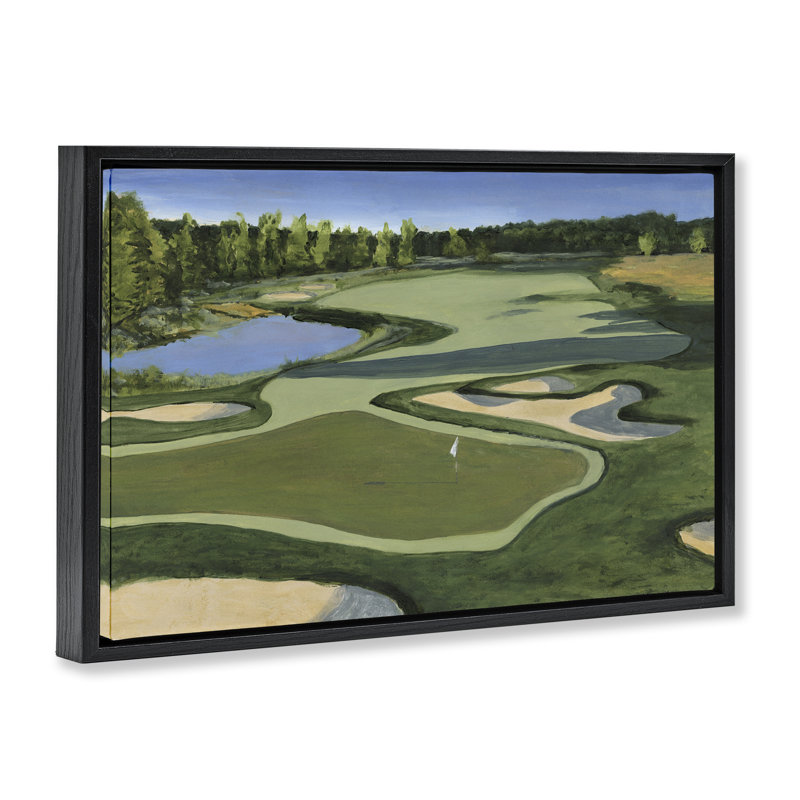 Toile flottante encadrée Traditional Golf Course par Michael Willett, Noir, H 17 po x l 25 po