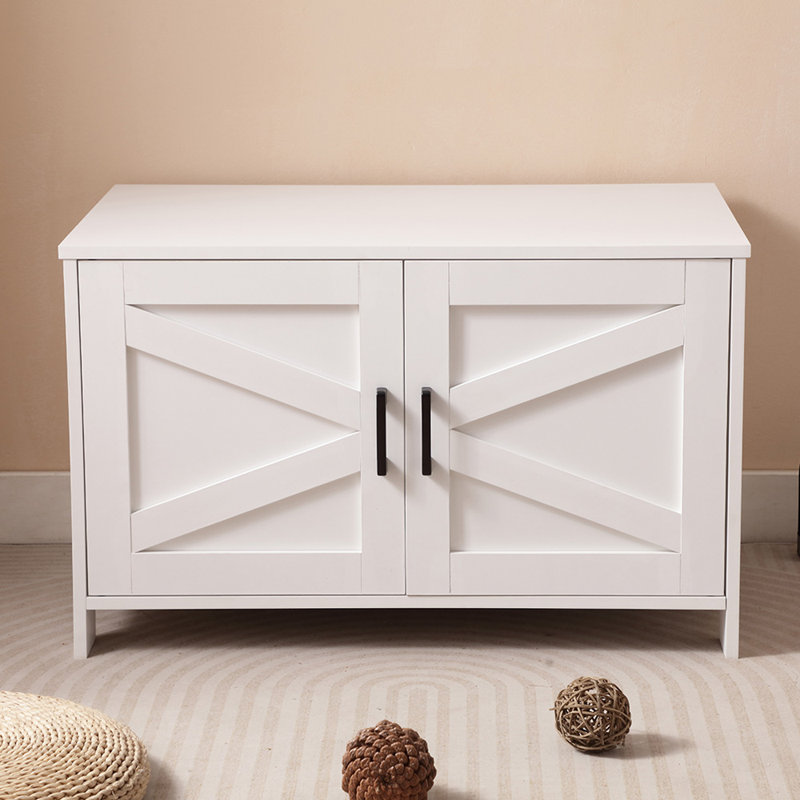 Litière cachée avec porte de grange, Blanc