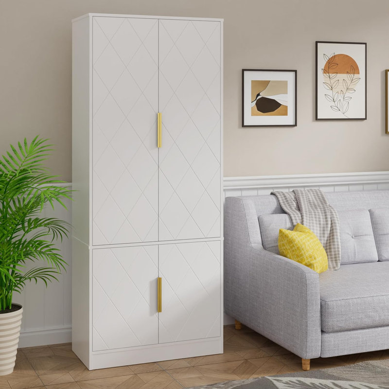 60 cm W Solid Wood Highboard, White