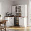Buffet d'angle en L de 182 cm (71,7 po) de largeur, avec portes vitrées, 2 tiroirs et emplacement pour mini-réfrigérateur, blanc
