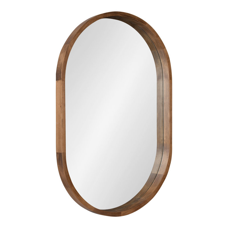 Miroir plat en bois massif Roberts, Brun rustique