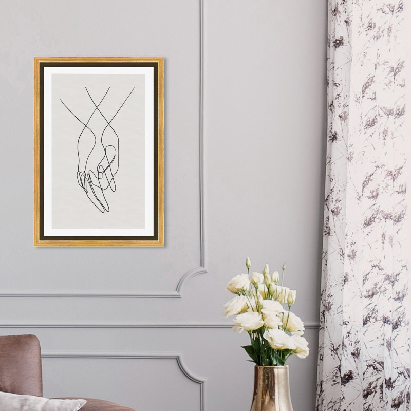«Hands Shapes», impression sur toile, Toile encadrée, H 15 po x l 10 po, Doré