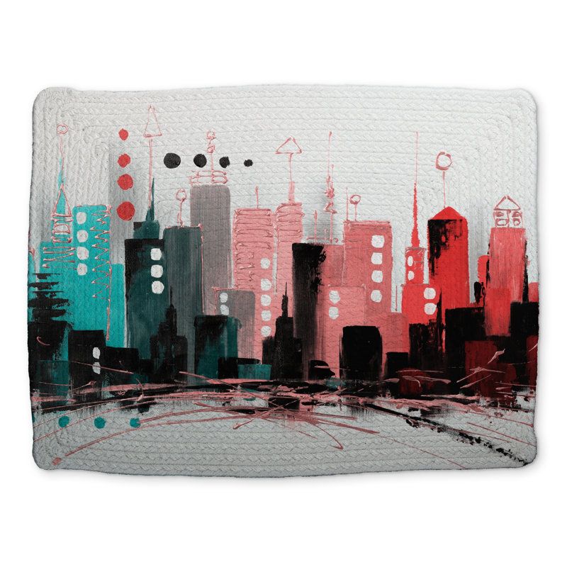 Cityscape Rose Gold Braided Placemat - Pink Polyester Decor