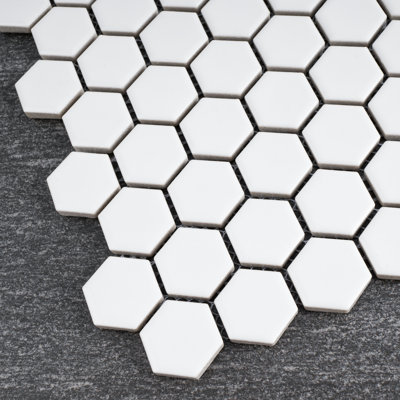 Carreau de mosaïque en porcelaine mate 11,82 po x 10,24 po Porcetile Hexagon