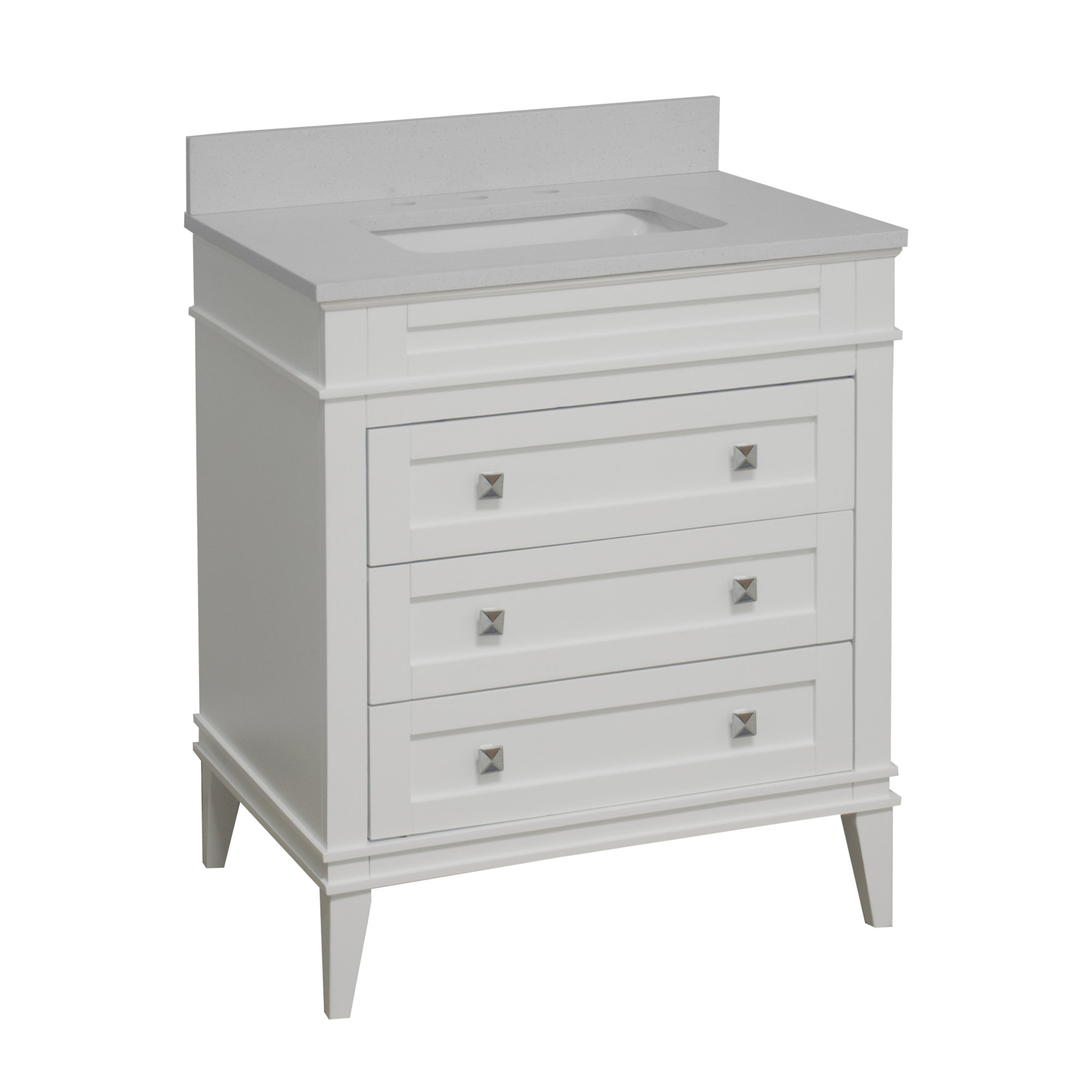 Frankfurt 30'' Single Bathroom Vanity, Quartz, White