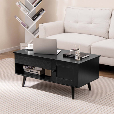 George Oliver Lift Top Coffee Table With Storage Hidden Compartment Cabinet & Open Shelf