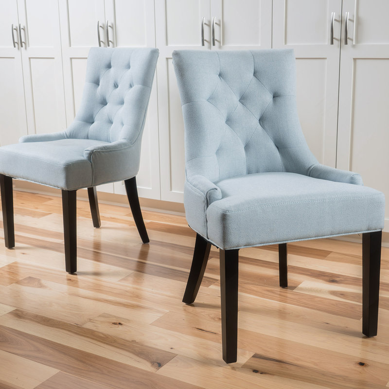 Chaises de salle à manger rembourrées Modern, 2, Tissu bleu clair