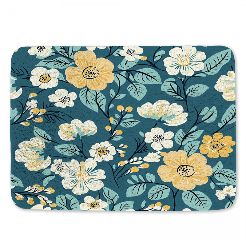 Tapis de bain floral, L 24 po x l 17 po