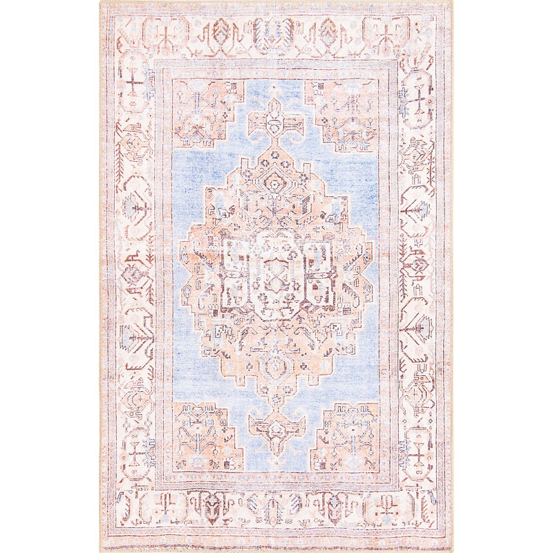 Tapis traditionnel bleu Mcclamma, Rectangle 3 pi 6 po x 5 pi 6 po