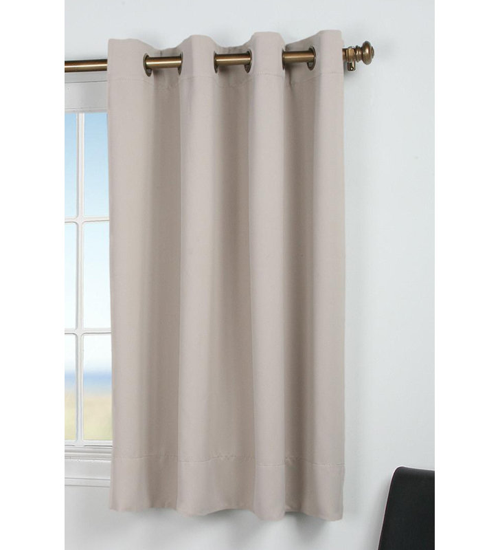 Ardelle Blackout Single Curtain Panel, 56" W x 54" L, Blue with Brushed Nickel Grommets