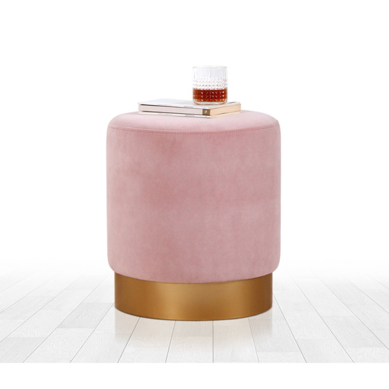 Aisah 40Cm Wide Round Pouffe Ottoman, Pink