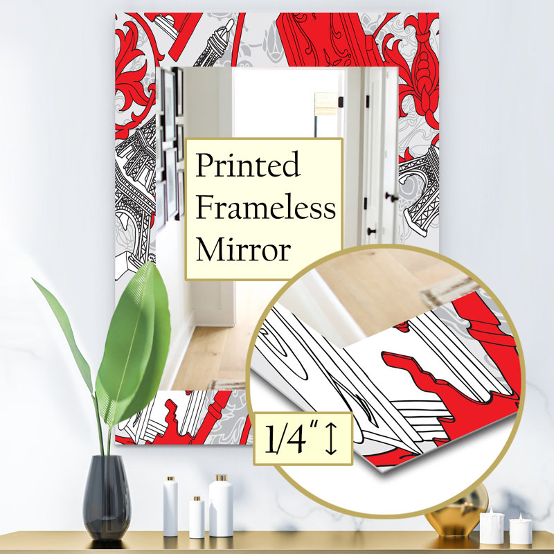 Dessin de paris avec miroir traditionnel keys, H 24 po x l 32 po