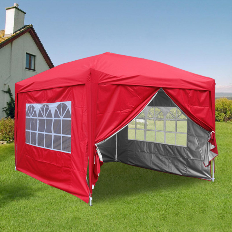 Isgro 3m x 3m Metal Pop-Up Gazebo, Red