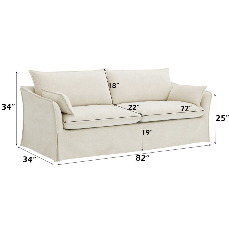 Série Beige Linen, pieds Kd, profondeur d'assise de 22 po, version à profondeur de paquet de 81,9 po, structure intérieure en bois, hauteur de 19 po, poids du produit 97 lb