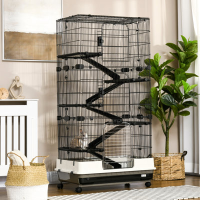 Enclos pour petits animaux avec roulettes portatives - Rouille à 6 cages - Métal pour animaux domestiques Gerbille facile à nettoyer