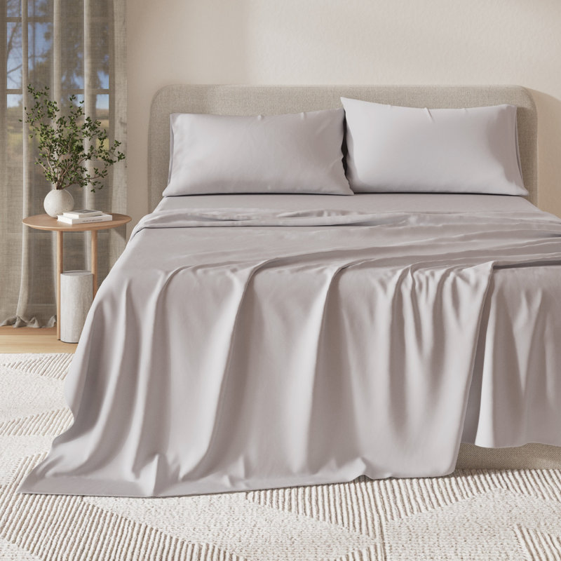 Organic Cotton Jersey Knit Sheets, Fog Grey, King