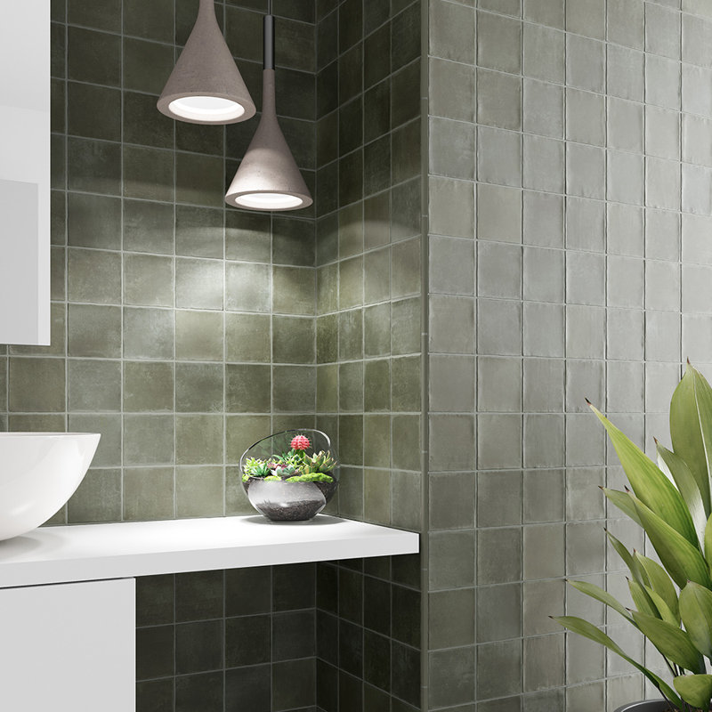 Fusion 4X4 Porcelain Wall and Floor Tile, Khaki