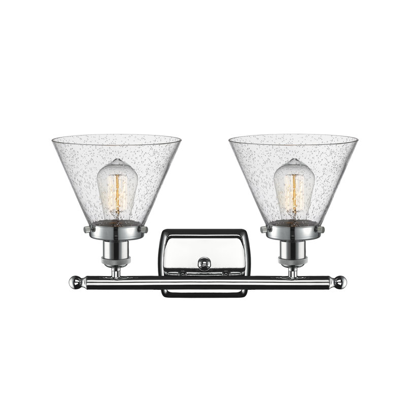 Éclairage pour meuble-lavabo à 2 lumières 18 po Ballston Urban Cone, Incandescent, Grainé, Chrome poli