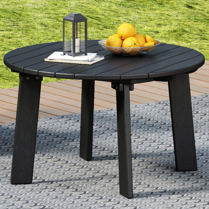 Round High-Density Polyethylene (HDPE) Outdoor Coffee Table, Black