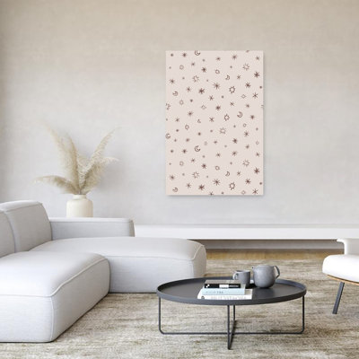 Whimsical Moon Stars Dreamy Minimalist Whimsical Landscape Nature Wall Art Print by Karen Menzenbach - Wrapped Canvas Print