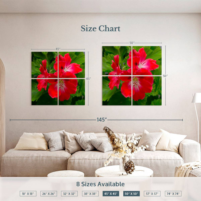Harnek Red Hibiscus Flowers, 45" H x 45" W