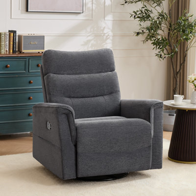 36''W Oversized Chenille Swivel Rocker Glider Recliner for Nursery Room, 26" Wide Seat with 2 Side Pocket