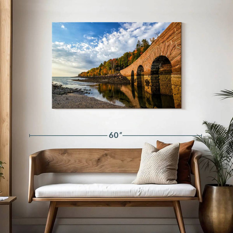 Pont en pierre du parc national Lilie Acadia, H 30 po x l 45 po