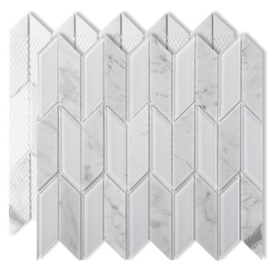 Carreau de mosaïque murale à chevrons 11,8 po x 11,2 po Art3d, paquet de 5