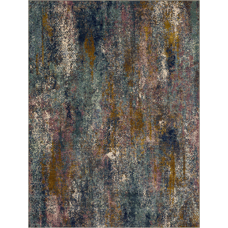 Tranquil Indigo Abstract Viscose Blend Area Rug - 5'3" x 7'10"