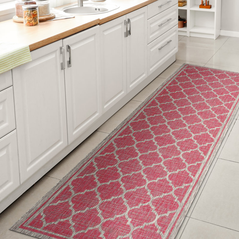 Tapis d'intérieur / extérieur gris treillis Trebol, Tapis de couloir 2 pi 2 po x 10 pi