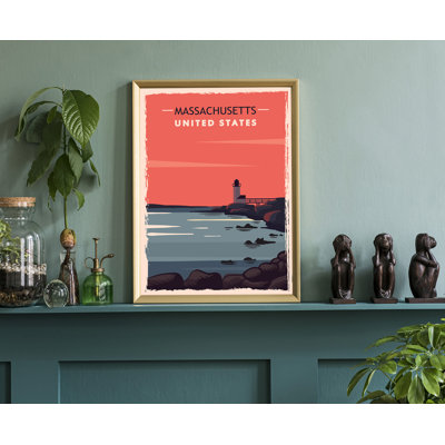 Massachusetts Retro Style State Travel Poster, Vintage Unframed Print, Home and Office Wall Art