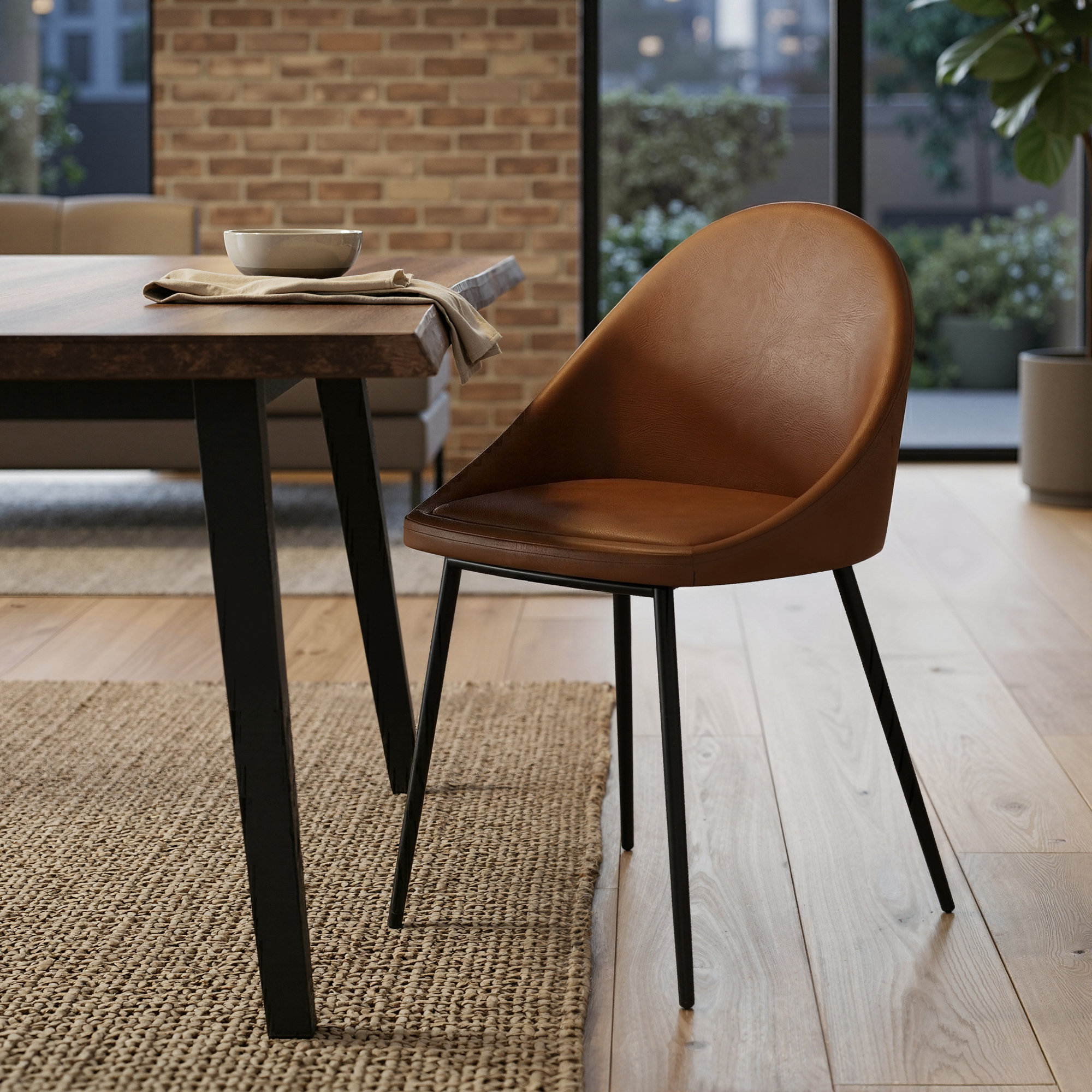 Holmes Vegan Leather Dining Chair, Midnight Black Vegan Leather