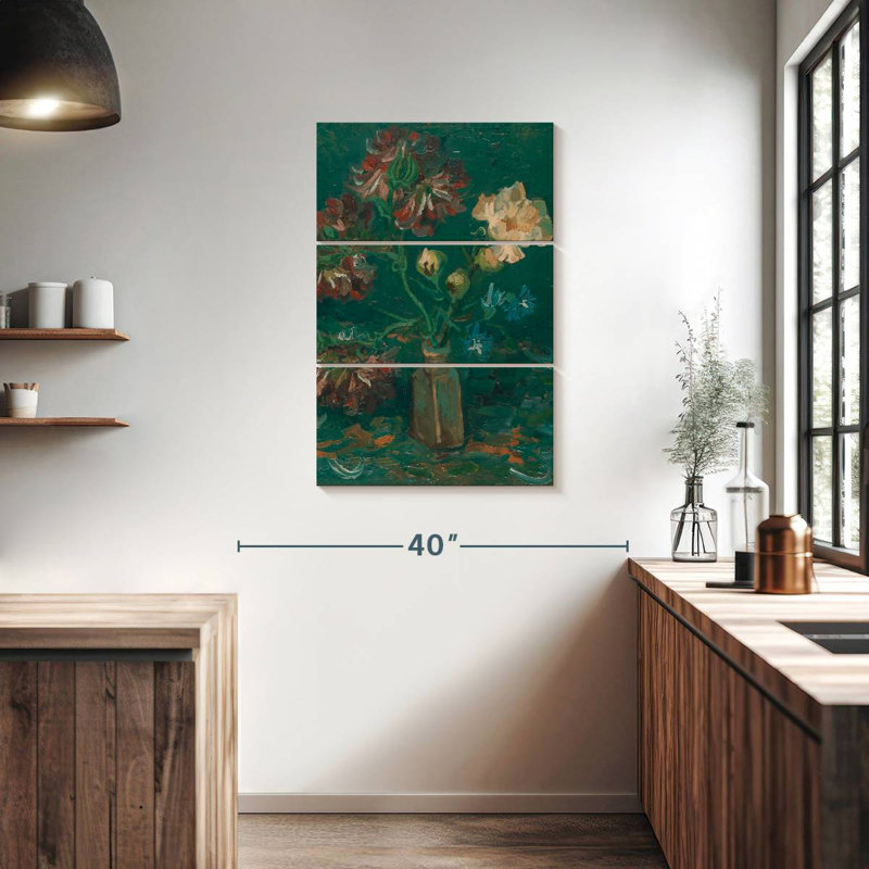 Harnek bouteille avec pivoines et delphiniums, H 38 po x l 24 po