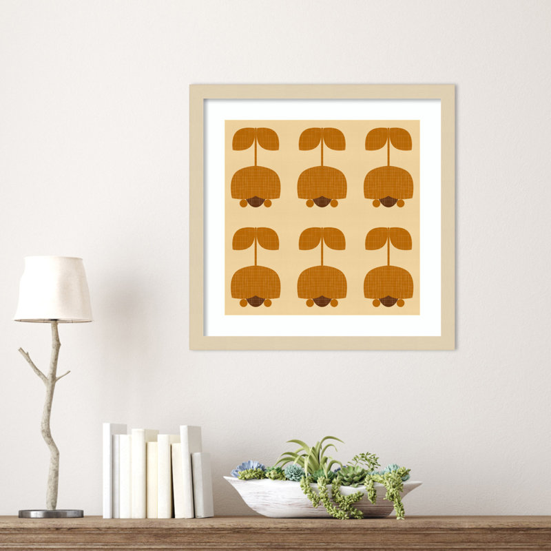 Reproduction d'art encadré Mid-Century Tulip Style par Hutton Wood, H 17 po x l 17 po, Svelte naturel
