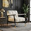 Chaise d'appoint Mid-Century moderne avec rembourrage moelleux, fauteuil rembourré en velours côtelé robuste pour le salon, assemblage facile, capacité de poids de 330 lb - beige, brun, gris