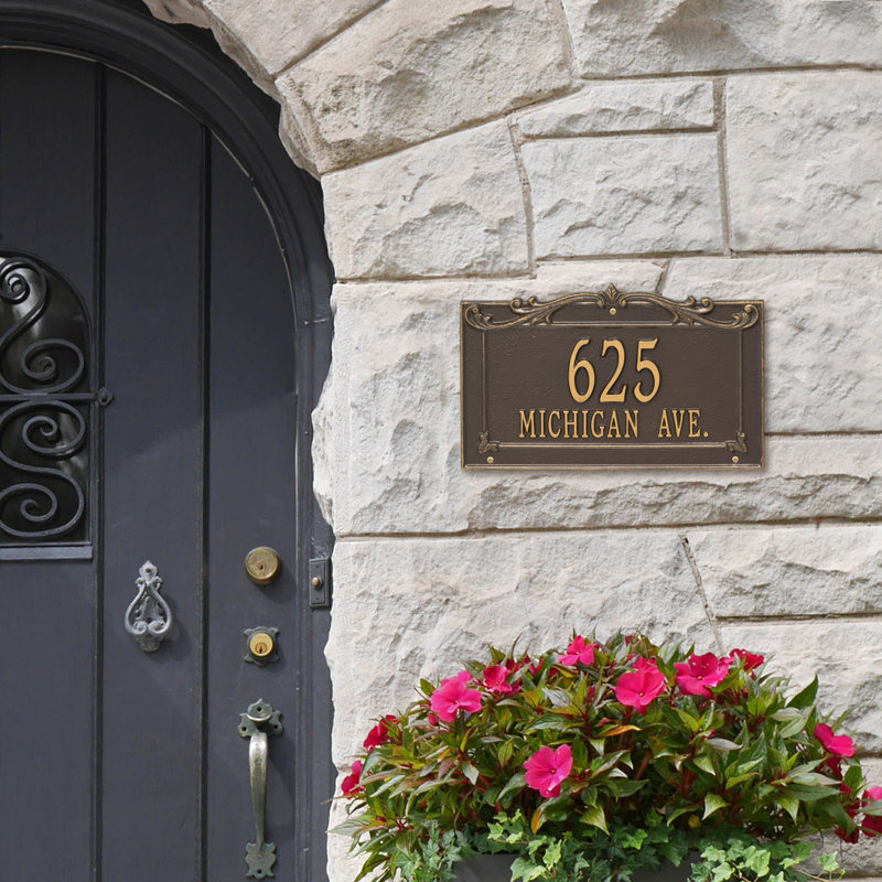 Plaque d'adresse murale sur 2 lignes Signature Series, Bronze, Or, Oui
