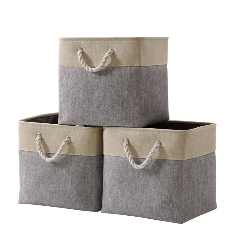 Ensemble de bacs en tissu, Gris/beige
