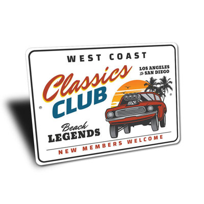 West Coast Classics Club Car Aluminum Sign