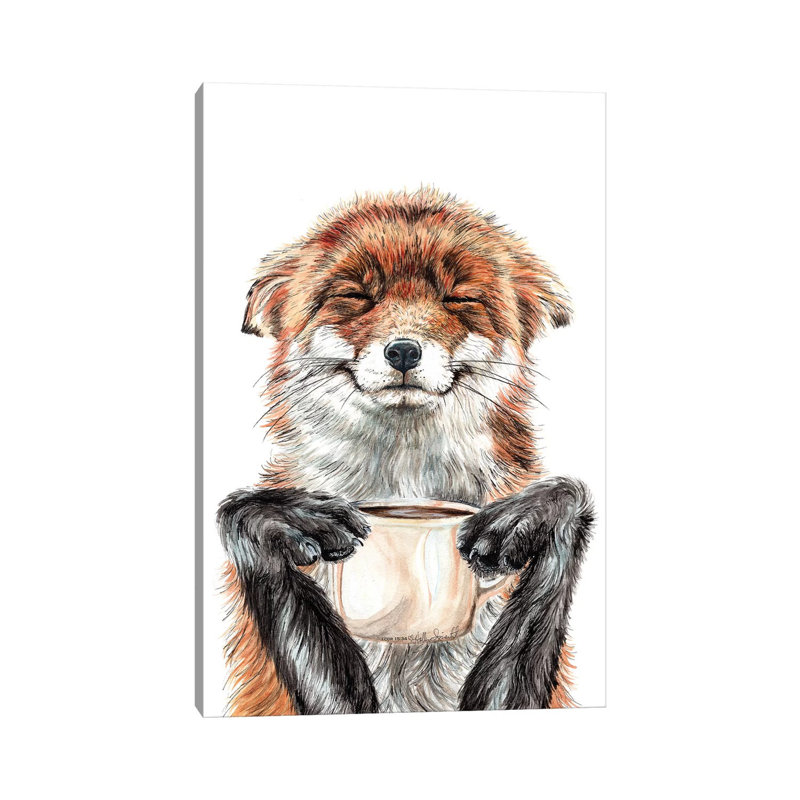 Morning Fox by Holly Simental - Print on Canvas, 20.32 cm H x 30.48 cm W, Wrapped Canvas