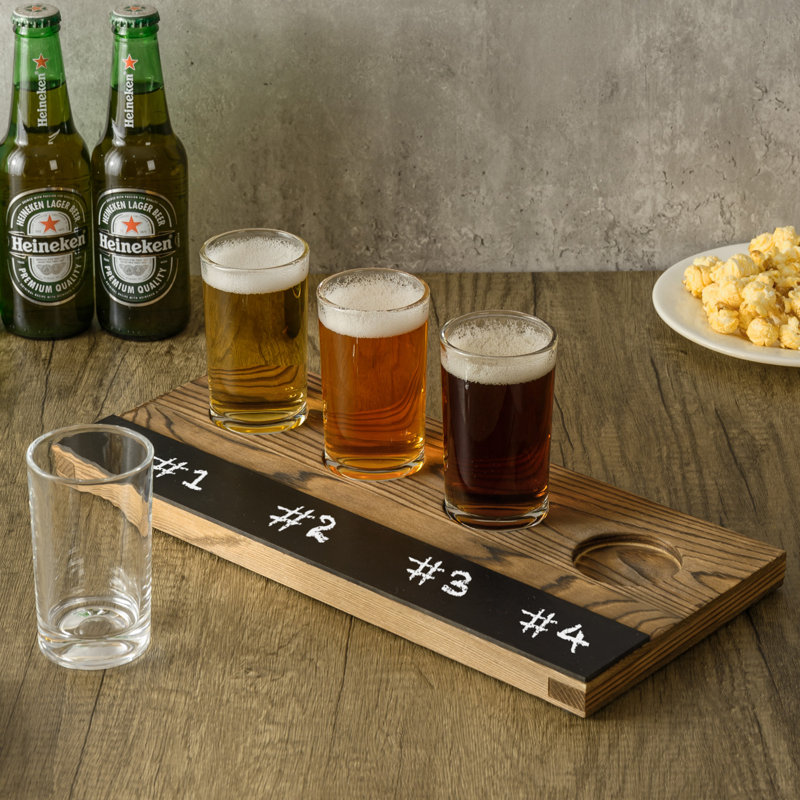4 Piece 207ml Glass Beer Flight Set, Clear