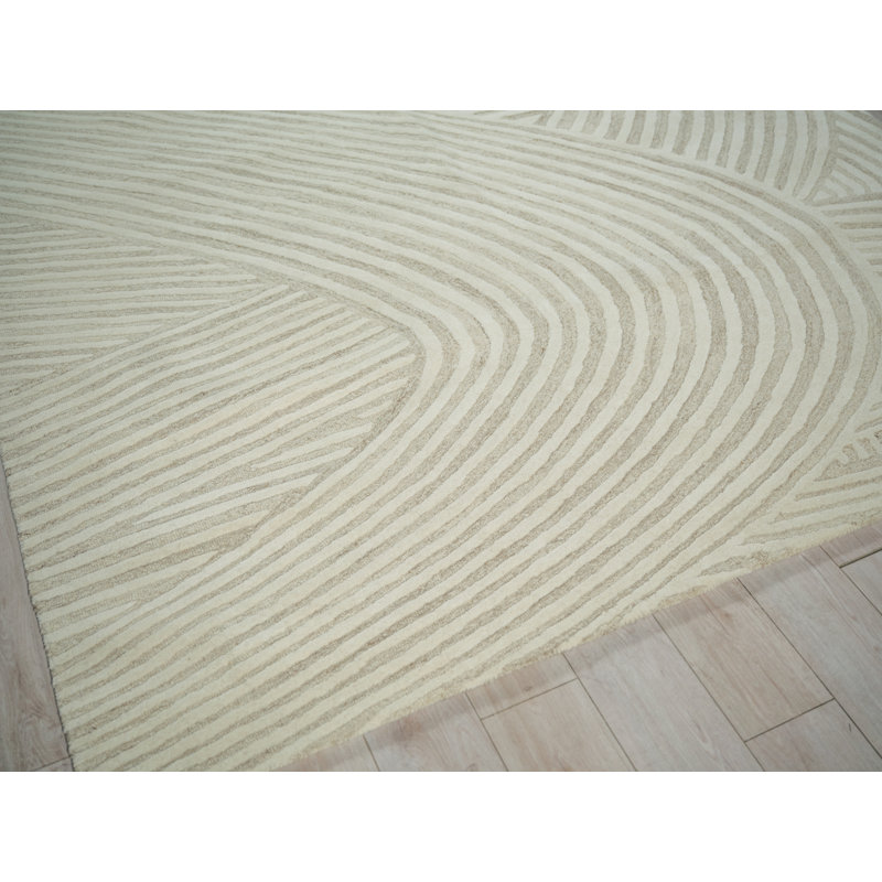 Entro Handmade New Zealand Wool Beige/Ivory Area Rug, Rectangle 12' x 15'
