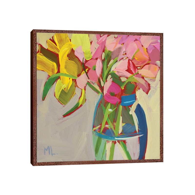 Clear 1 Piece Painting on Canvas, 45.72cm H x 45.72cm W x 3.81cm D, Classic Brown Wood Framed