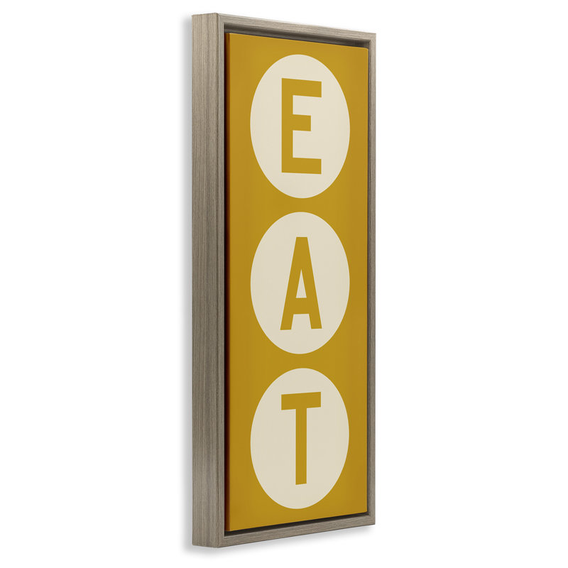 Enseigne rétro «Eat», H 25 po x l 11 po, Cadre flottant orme Montalcino