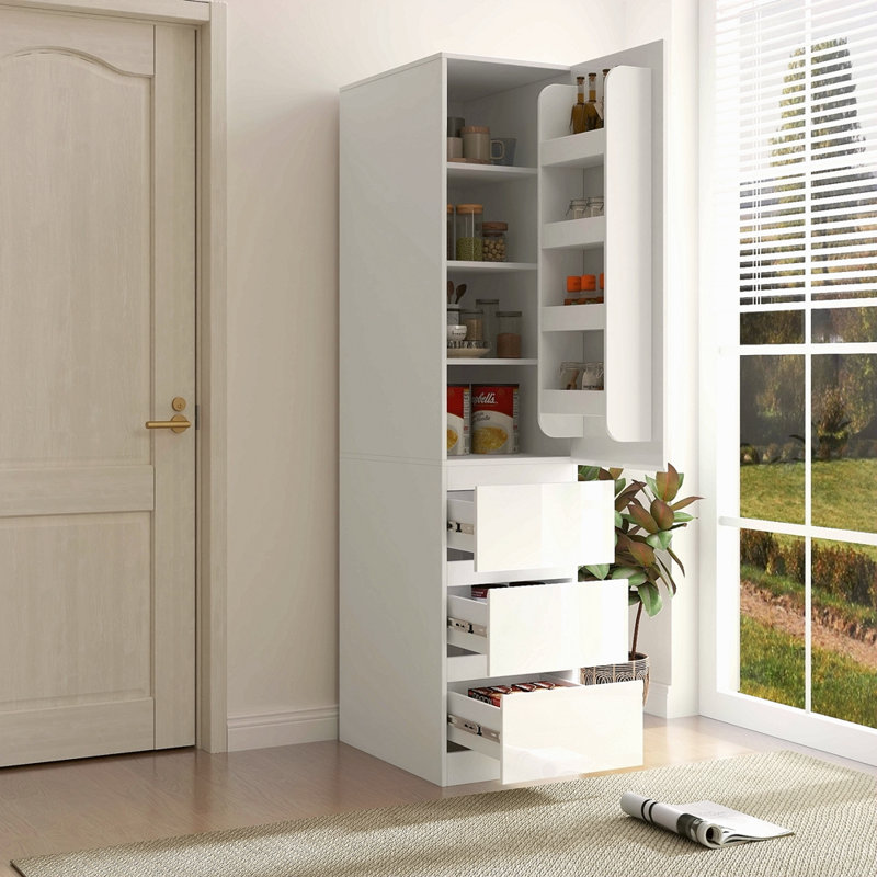 Armoire de rangement pour garde-manger, garde-manger avec portes, tablettes et tiroirs