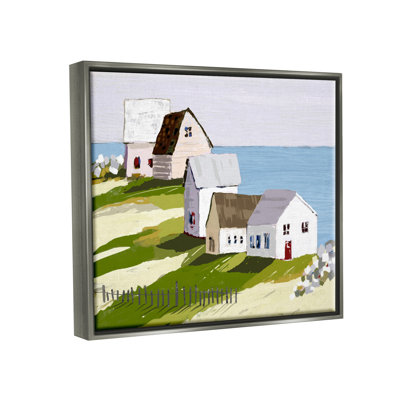 Chaleureux bord de mer surplombant un vaste océan par Tina Finn - peinture sur toile à cadre flottant