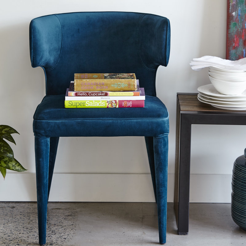 Emma Upholstered Wingback Side Chair, Teal
