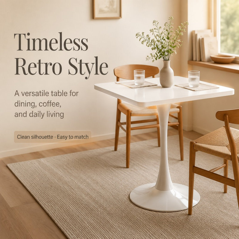 Square Dining Table, White